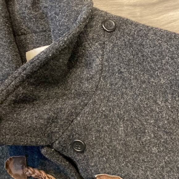 VTG Talbots Charcoal Gray 100% Wool Lined SHORTENED Coat Toggle Style Buttons - Picture 5 of 14